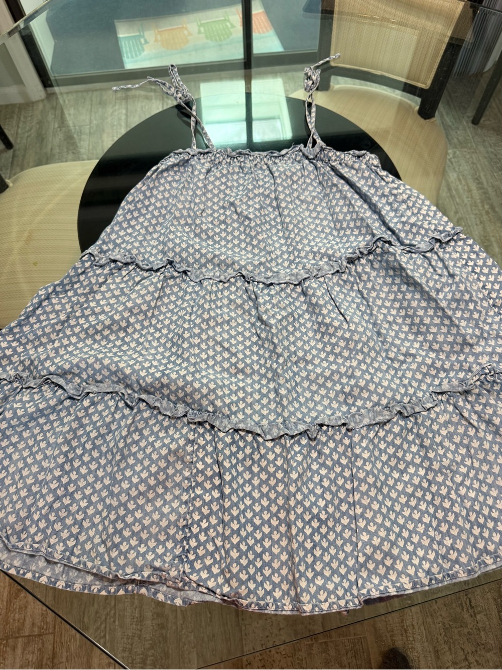 Vineyard Vines Blue Printed Tiered Sundress with White Motif
